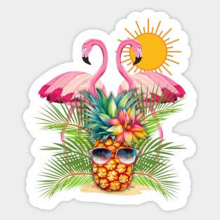 Flamingos and Pineapples Sticker